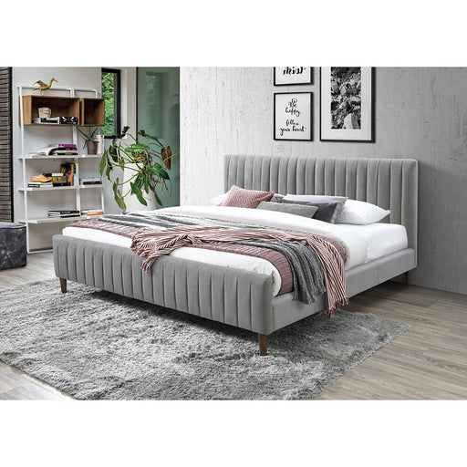 Worldwide Home Furnishings Hannah-78'' Bed-Light Grey 78" King Platform Bed 101-622K-LG