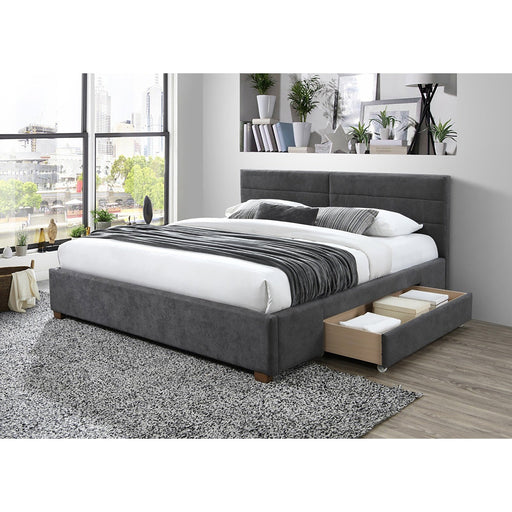 Worldwide Home Furnishings Emilio-78'' Bed-Charcoal 78" King Platform Bed W/Drawers 101-633K-CH