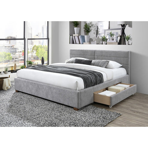 Worldwide Home Furnishings Emilio-78'' Bed-Light Grey 78" King Platform Bed W/Drawers 101-633K-LG