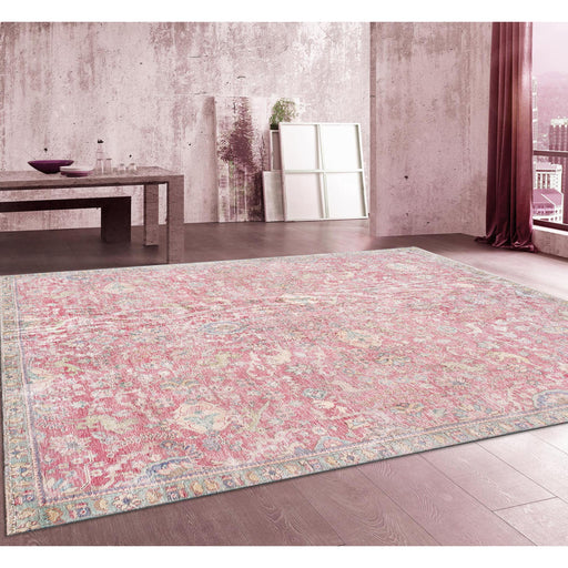 Pasargad Home Vintage Tabriz Collection Wool Raspberrie Area Rug- 7' 3'' X 9' 0'' 990263 7x9