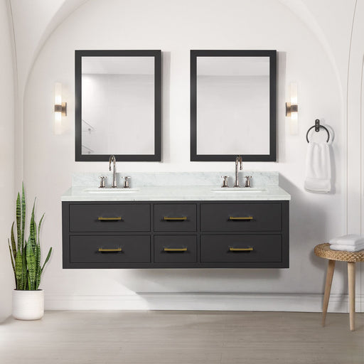 Lexora Home Castor Double Bath Vanity with Carrara Marble Countertop