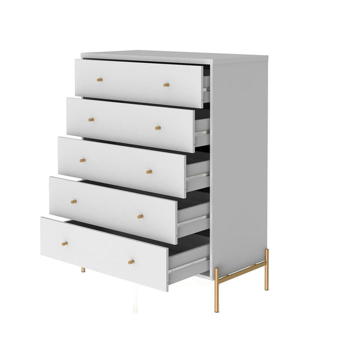 Manhattan Comfort Jasper Full Extension Sideboard Dresser and Tall Dresser Set of 2 in White Gloss