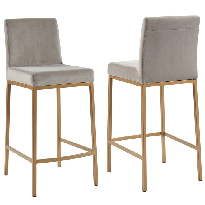 Worldwide Home Furnishings Diego-26" Counter Stool-Grey/Aged Gold 26" Counter Stool, Set Of 2 203-101GY/GLD