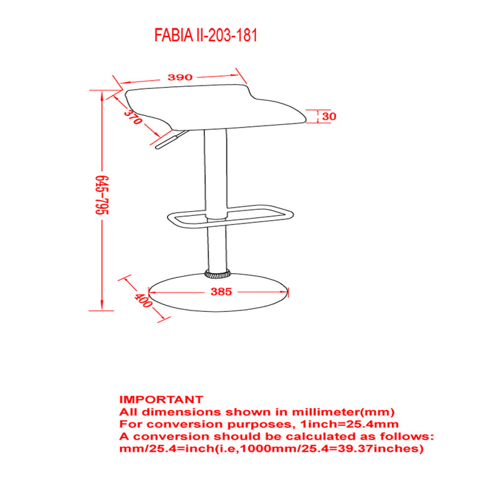 Worldwide Home Furnishings Fabia Ii-Air Lift Stool-Black Pu Air-Lift Stool, Faux Leather, Set Of 2 203-181BK