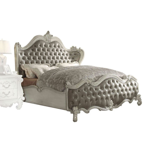 Acme Furniture Versailles Cal King Bed - Hb in Vintage Gray PU & Bone White 21144CK-HB
