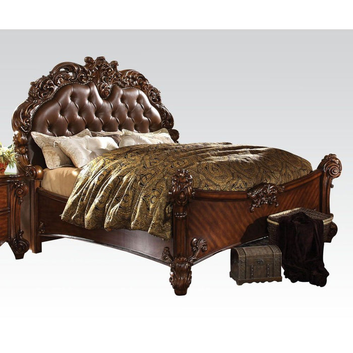 Acme Furniture Vendome Cal King Bed - Hb in PU & Cherry 21994CK-HB