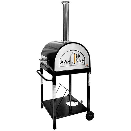 WPPO 27" Hybrid Dual Fueled Wood / Gas Fire Outdoor Pizza Oven with Mobile Stand WKE-04G-BLK