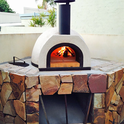 WPPO 37" x 38" x 23" DIY Tuscany Wood-Fired Outdoor Pizza Oven Kit with Stainless Steel Flue and Black Door WDIY-AD70