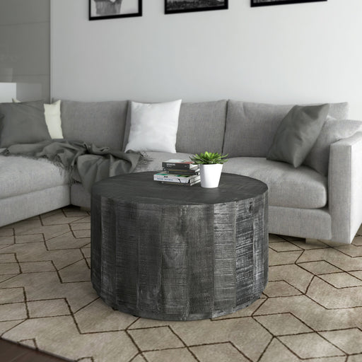 Worldwide Home Furnishings Eva-Coffee Table-Distressed Grey Round Coffee Table 301-126GY