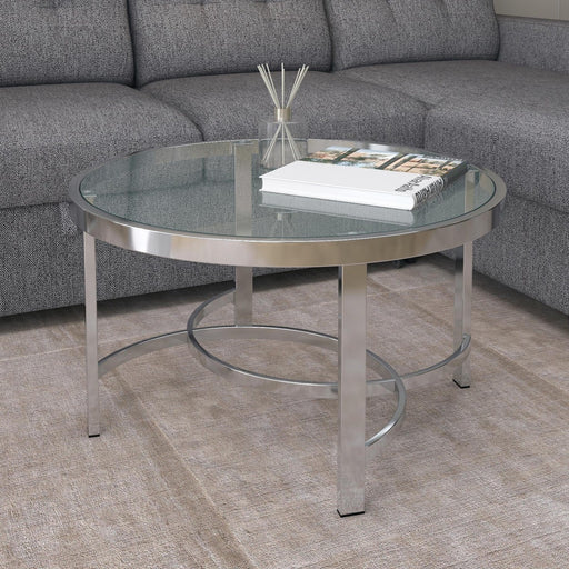 Worldwide Home Furnishings Strata-Coffee Table-Chrome Round Coffee Table 301-746