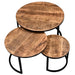Worldwide Home Furnishings Darsh-3pc Coffee Table- Washed Grey 3pc Round Coffee Table Set 303-403WGY