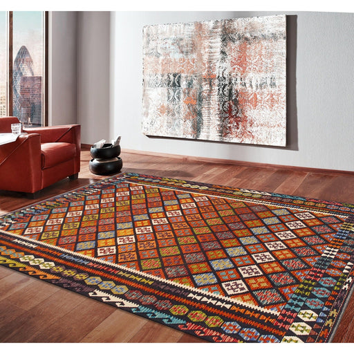 Pasargad Home Kilim Collection Reversible Wool Multicolor Area Rug- 8' 6'' X 11' 4'' 990261 8.06x11.06