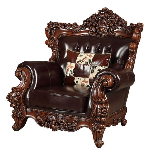 Acme Furniture Forsythia Chair - Seat in Espresso Top Grain Leather Match & Walnut 53072SEAT