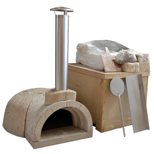 WPPO 52" x 55" x 31" DIY Tuscany Wood-Fired Outdoor Pizza Oven Kit with Stainless Steel Flue and Black Door WDIY-AD100