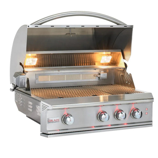 Blaze Professional 34-Inch 3 Burner Built-In Gas Grill With Rear Infrared Burner