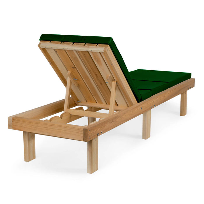 Reclining Cedar Chaise Lounger with Green Cushion CL78-G