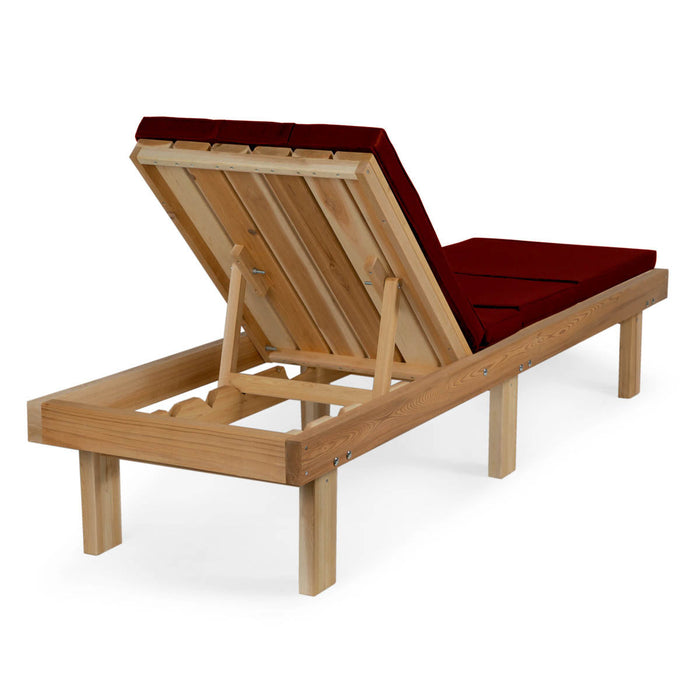 Reclining Cedar Chaise Lounger with Red Cushion CL78-R