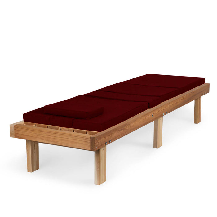 Reclining Cedar Chaise Lounger with Red Cushion CL78-R