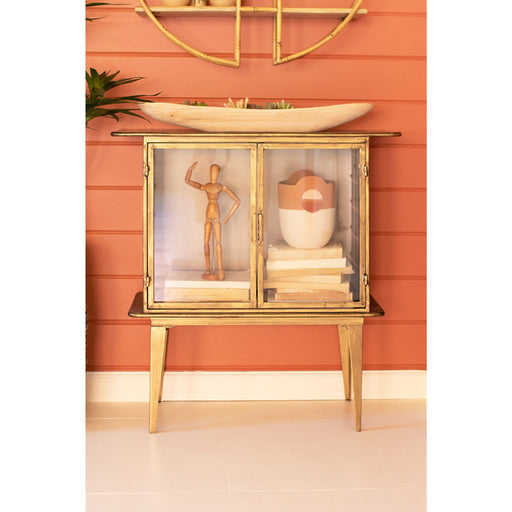 Kalalou Antique Brass Glass Two Door Cabinet