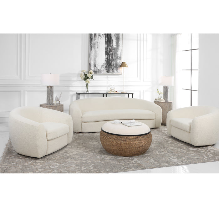 Uttermost Capra Art Deco White Sofa 23746