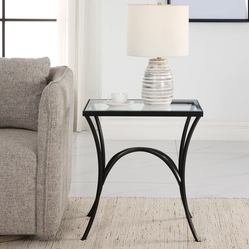 Uttermost Alayna Black Metal & Glass End Table 22911