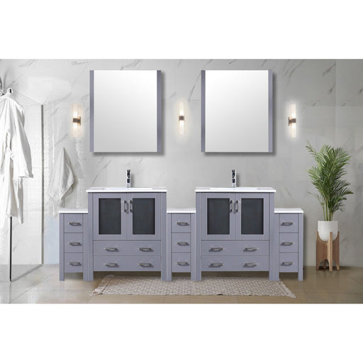 Lexora Home Volez 96" Bath Vanity with Ceramic Countertop and Faucet