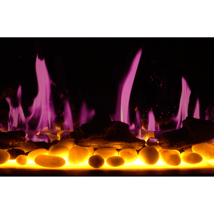 Litedeer Homes Gloria II 58" Smart Electric Fireplace with App Driftwood Log & River Rock Silver