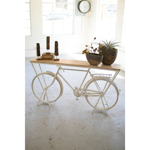 Kalalou Rustic White Repurposed Bicycle Display Shelf