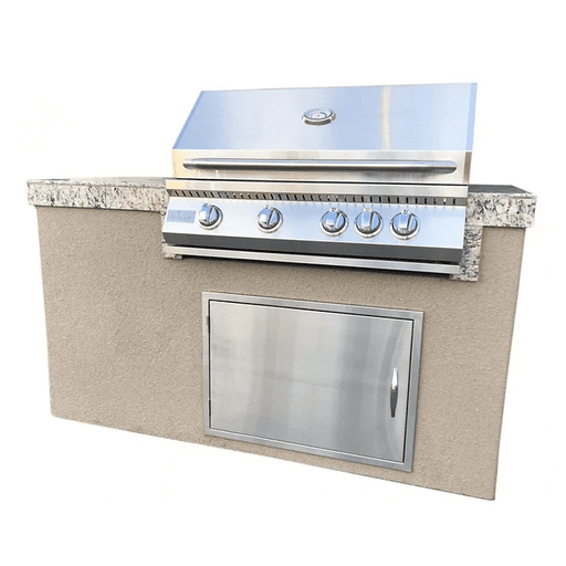 Kokomo The 5' Maldives BBQ Island with Built In 4 Burner BBQ Grill and Access Door