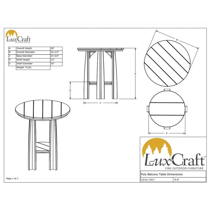 LuxCraft Balcony Table