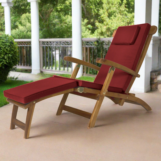 All Things Cedar 5-Position Steamer Chair with Red Cushions TF53-R