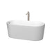 Wyndham Collection Ursula 59 Inch Freestanding Bathtub in Matte White with Floor Mounted Faucet, Drain and Overflow Trim