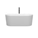 Wyndham Collection Ursula 59 Inch Freestanding Bathtub in Matte White with Floor Mounted Faucet, Drain and Overflow Trim