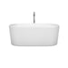 Wyndham Collection Ursula 59 Inch Freestanding Bathtub in White with Floor Mounted Faucet, Drain and Overflow Trim