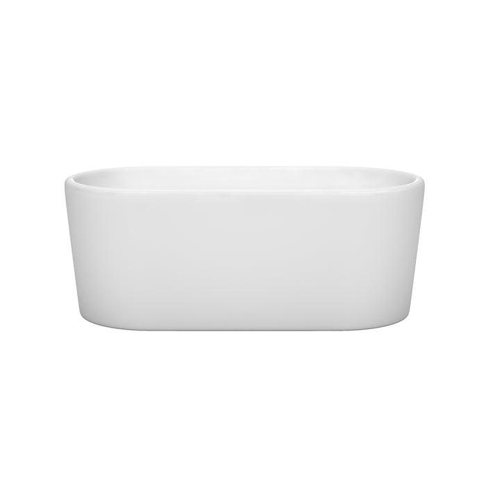 Wyndham Collection Ursula 59 Inch Freestanding Bathtub in White with Brushed Nickel Drain and Overflow Trim WCBTK151159BNTRIM