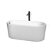 Wyndham Collection Ursula 59 Inch Freestanding Bathtub in White with Floor Mounted Faucet, Drain and Overflow Trim
