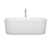 Wyndham Collection Ursula 67 Inch Freestanding Bathtub in White with Floor Mounted Faucet, Drain and Overflow Trim