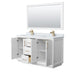 Wyndham Collection Strada 60 Inch Double Bathroom Vanity in White, White Carrara Marble Countertop, Undermount Square Sink
