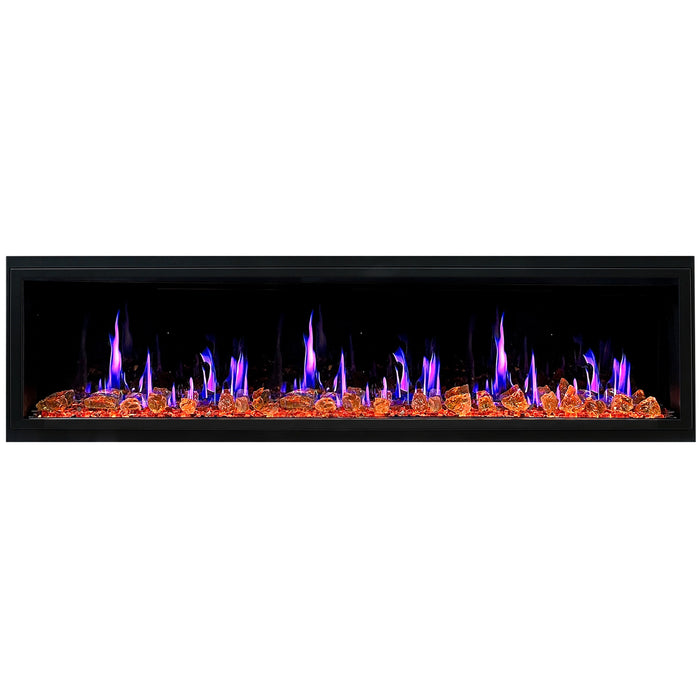 Litedeer Homes Latitude 75" Smart Built-in Electric Fireplace with Wifi, Fireplace App, HD LED Screen, Crackling Fire Sounds, 5 Unique Realistic Flame with Crystal Stone and Remote Included- Amber Glass Crackling Sounds - ZEF75VA