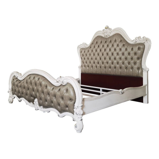 Acme Furniture Versailles II Queen Bed - Hb in Vintage Gray PU & Bone White Finish BD01323Q1