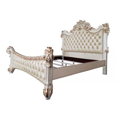 Acme Furniture Vendome Queen Bed - Hb in PU & Antique Pearl Finish BD01339Q1