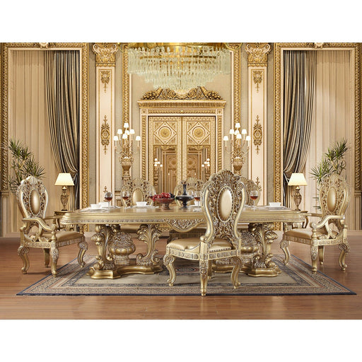 Acme Furniture Seville Double Pedestal Dinning Table - Base in Gold Finish DN00457-3