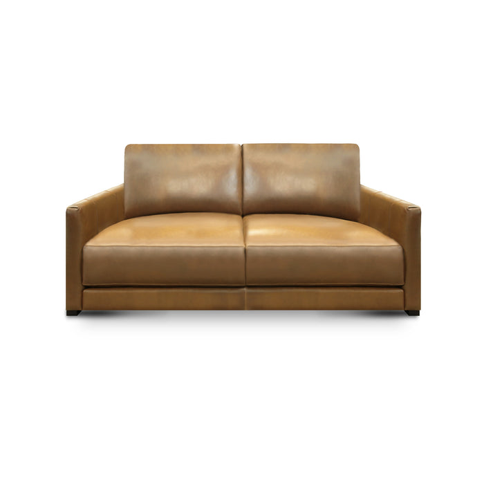 GTR Raffa 100% Top Grain Leather Contemporary Loveseat Sofa