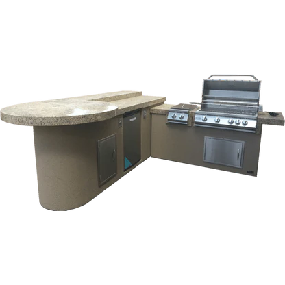 Kokomo Aruba BBQ Island with Built In BBQ Grill Side Burner and Refrigerator