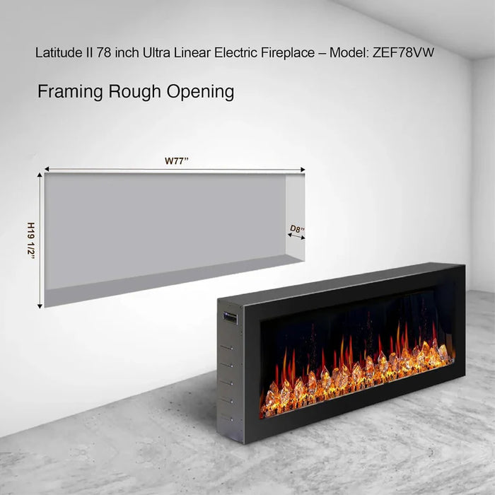 Litedeer Homes Latitude II 78" Smart Electric Fireplace with App Driftwood Log & River Rock ZEF78VW