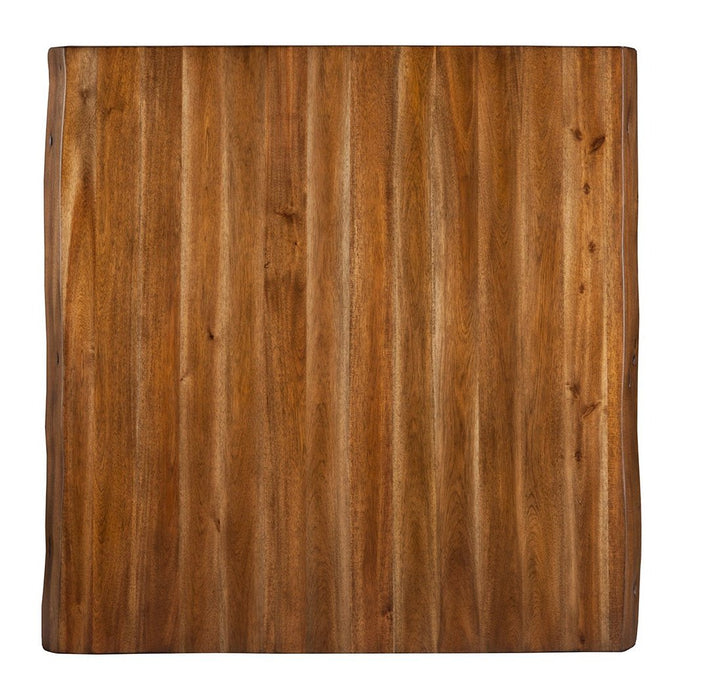 Alpine Furniture Live Edge Solid Wood Pub Table w/Metal Legs, Light Walnut 1968-48