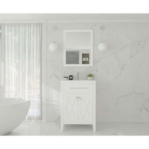 Laviva Wimbledon 24" White Bathroom Vanity with Matte White VIVA Stone Solid Surface Countertop 313YG319-24W-MW