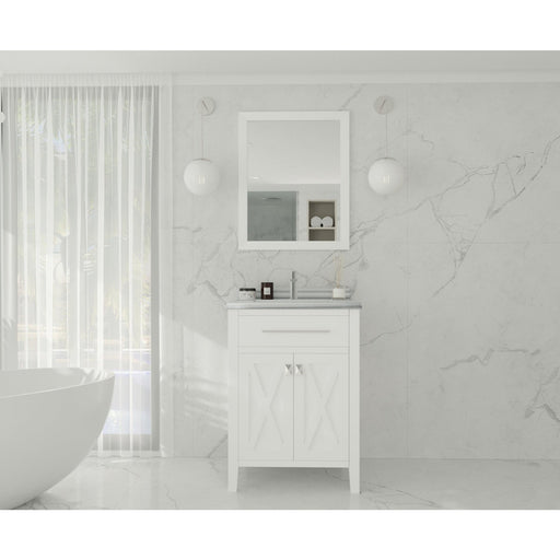 Laviva Wimbledon 24" White Bathroom Vanity with White Stripes Marble Countertop 313YG319-24W-WS