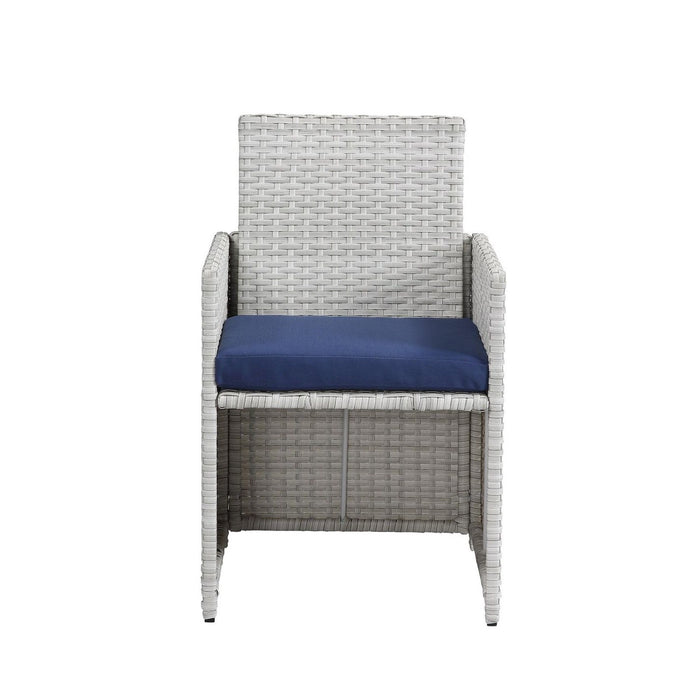Acme Furniture Paitalyi 9pc Bistro Set in Blue Fabric & Wicker 45075