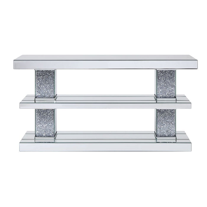 Acme Furniture Noralie Console Table in Mirrored & Faux Diamonds 90462